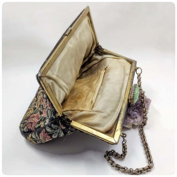 *SOLD* Vtg/Antique Petit Point Edwardian tapestry bag - Picture 6 of 8